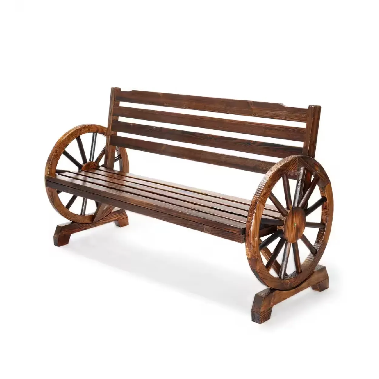 Outdoor Wooden Bench with Wheels