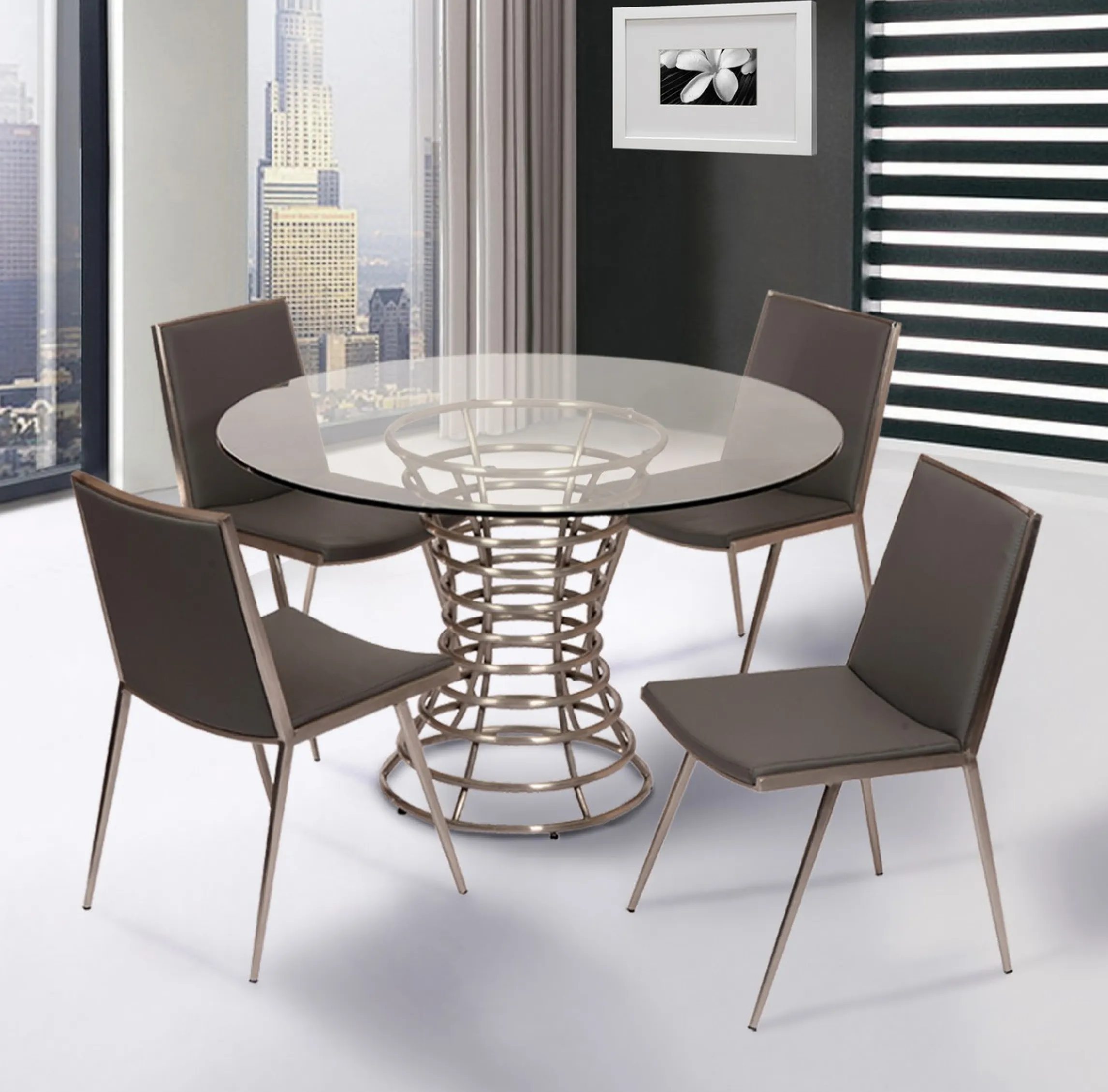 Dining Set with Glass Top and Steel Base - Steel Furniture Solutions