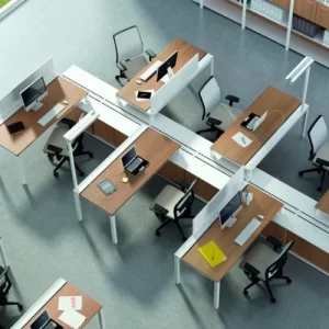 Modern look Office workstation setup in wooden and white color combination