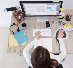 A lady working in an office