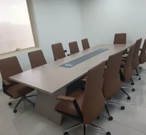 Brown leather chair meeting furniture set