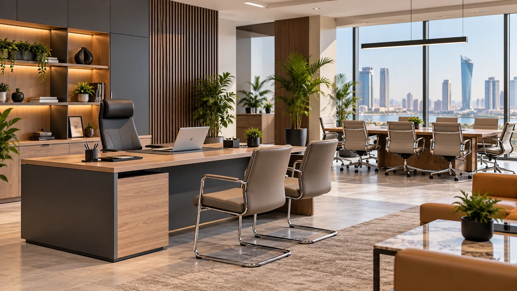 Office furniture in Khobar arranged to complement a modern office interior.