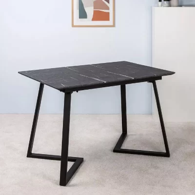 Modern small black desk with angled legs