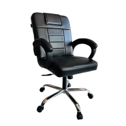 Flexible high-back black leather executive office chair