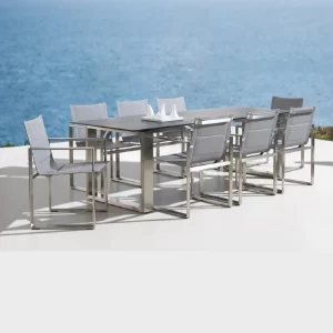 Sleek Steel Outdoor Dining Table and Chairs