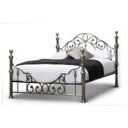 Ornate Metal Bed Frame with a Curved Headboard and Footboard