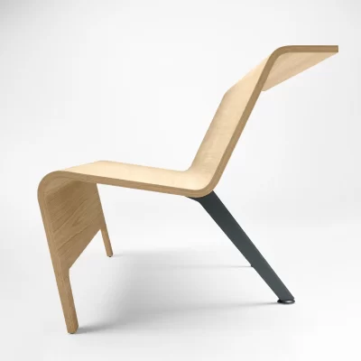 Black modular wooden chair in a natural wood color.