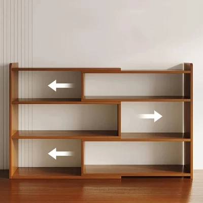 Wooden Bookshelf with Open Compartments