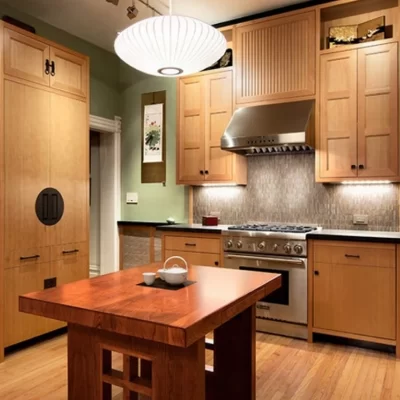 Kitchen with Wooden Cabinets and a Large Island